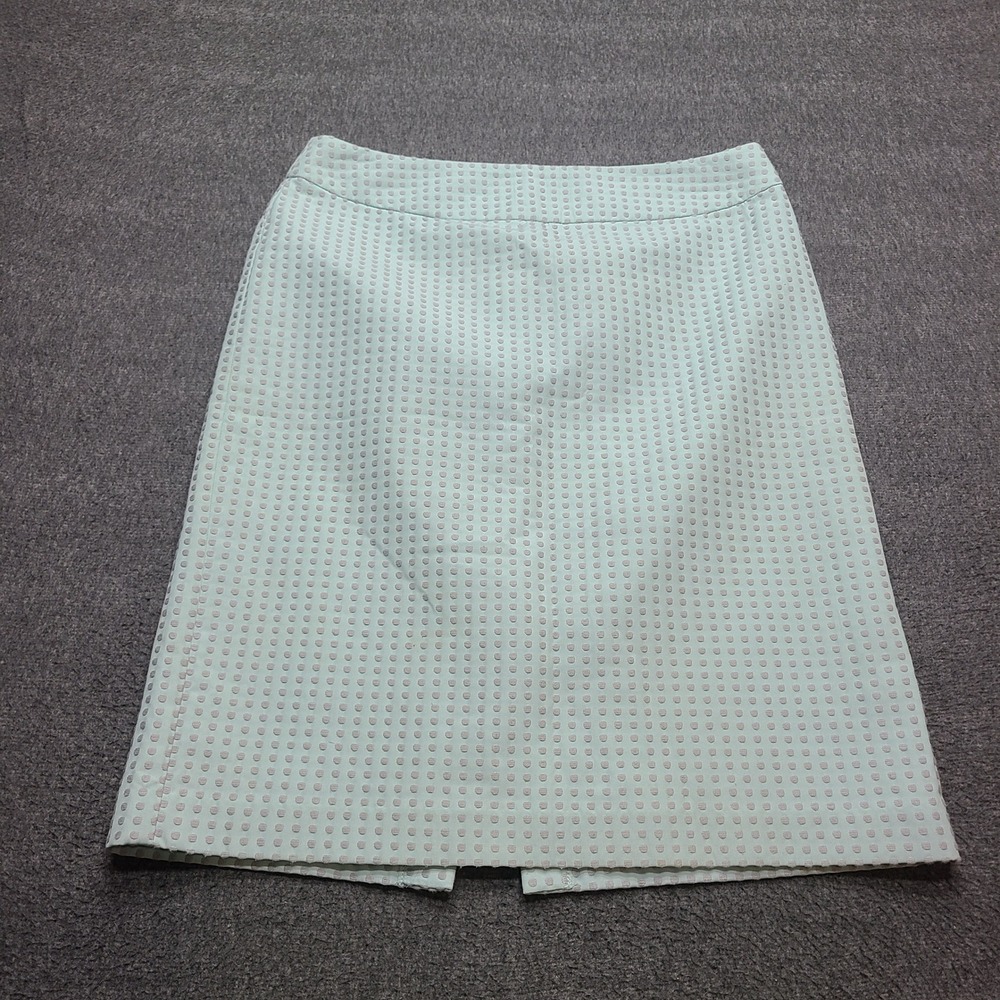 Jaclyn Smith Pencil Skirt‎ Womens 6 Mint Green Excellent Textured Polka Dot Slit